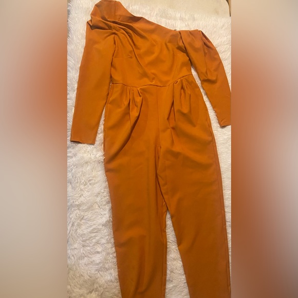ASOS Fallen One Shoulder Long Sleeve Jumpsuit - Picture 2 of 6
